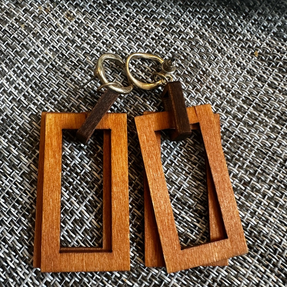 Light Weight wood Geometric Wooden Earrings